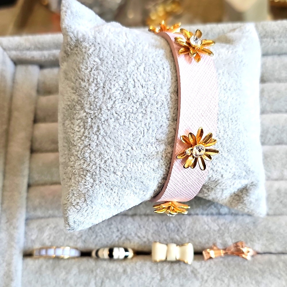 Signed Kate Spade Leather Bracelet, 4 Rings